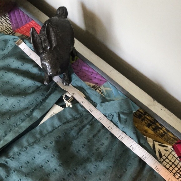 Lucky Brand Ruffle Peasant Blouse sz M NWT Green - Picture 6 of 13